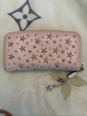 Jimmy Choo Pink Star-Stud Zip Wallet